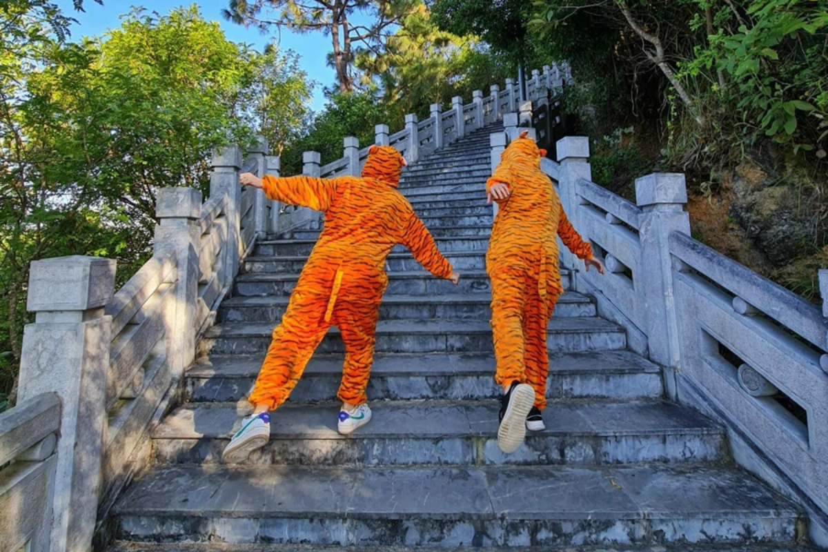 Stone steps leading up to Lung Cu Flag Tower on Dragon Mountain